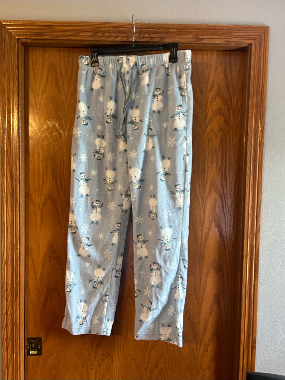 Cuddl Duds Light Blue Snowman Jogger Pants